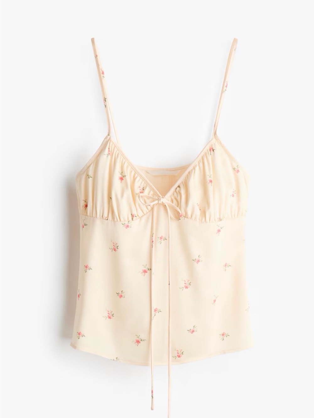 H&M Cream Floral Tie-Front Camisole